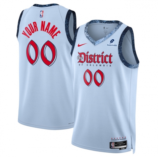 Men's Washington Wizards Active Player Custom Powder Blue 2024-25 City Edition Stitched Basketball Jersey - Ujersey