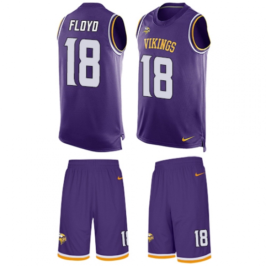 Men's Nike Minnesota Vikings #18 Michael Floyd Limited Purple Tank Top Suit NFL Jersey - Ujersey
