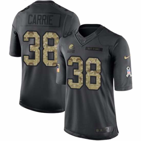 Men's Nike Cleveland Browns #38 T. J. Carrie Limited Black 2016 Salute to Service NFL Jersey - Ujersey
