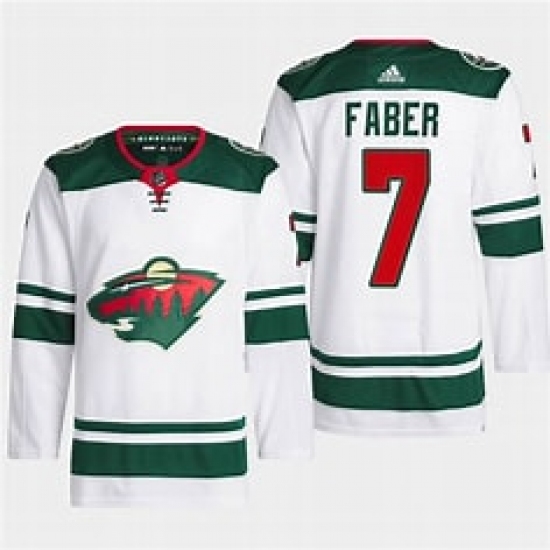 Men's Minnesota Wild #7 Brock Faber White Stitched Jersey - Ujersey