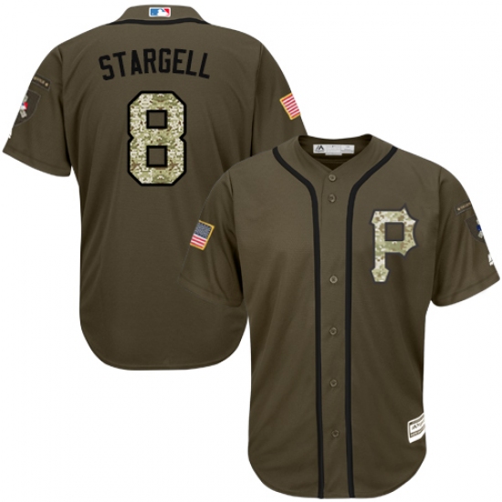 Youth Majestic Pittsburgh Pirates #8 Willie Stargell Authentic Green Salute to Service MLB Jersey - Ujersey