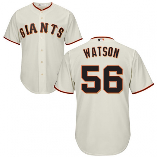 Youth Majestic San Francisco Giants #56 Tony Watson Authentic Cream Home Cool Base MLB Jersey - Ujersey