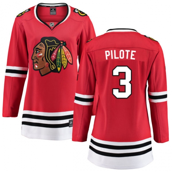 Women's Chicago Blackhawks #3 Pierre Pilote Fanatics Branded Red Home Breakaway NHL Jersey - Ujersey