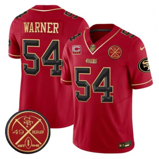 Men's San Francisco 49ers #54 Fred warner Red F.U.S.E. 3-Star C With Est.1946 Vapor Limited Football Stitched Jersey - Ujersey