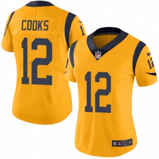 Women's Nike Los Angeles Rams #12 Brandin Cooks Limited Gold Rush Vapor Untouchable NFL Jersey - Ujersey