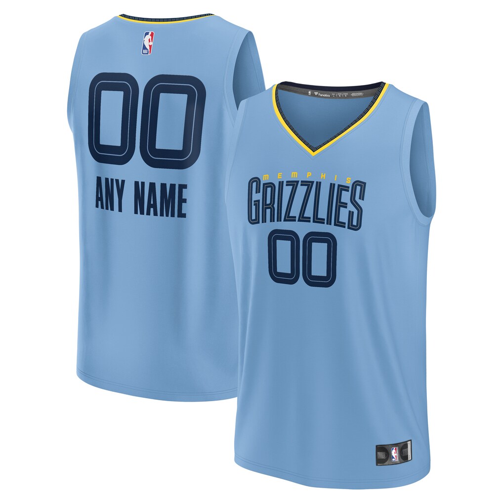 Men's Memphis Grizzlies Fanatics Light Blue Custom Fast Break Jersey - Statement Edition - Ujersey