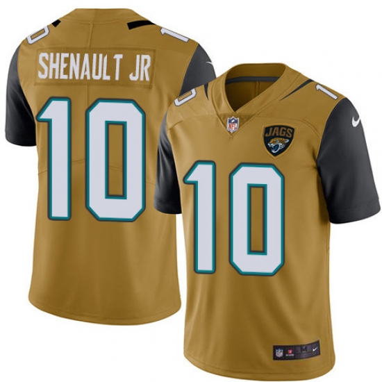 Men's Jacksonville Jaguars #10 Laviska Shenault Jr. Gold Stitched Limited Rush Jersey - Ujersey