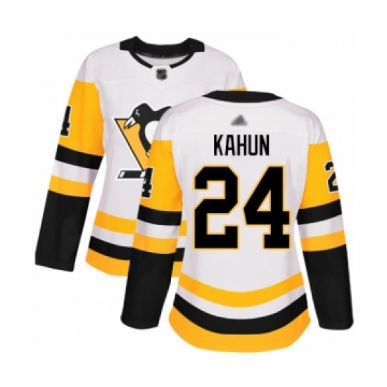 Women's Pittsburgh Penguins #24 Dominik Kahun Authentic White Away Hockey Jersey - Ujersey