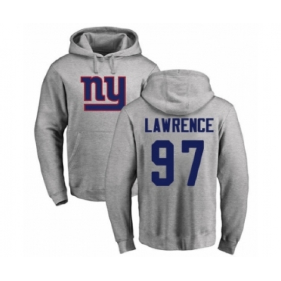 Football New York Giants #97 Dexter Lawrence Ash Name & Number Logo Pullover Hoodie - Ujersey