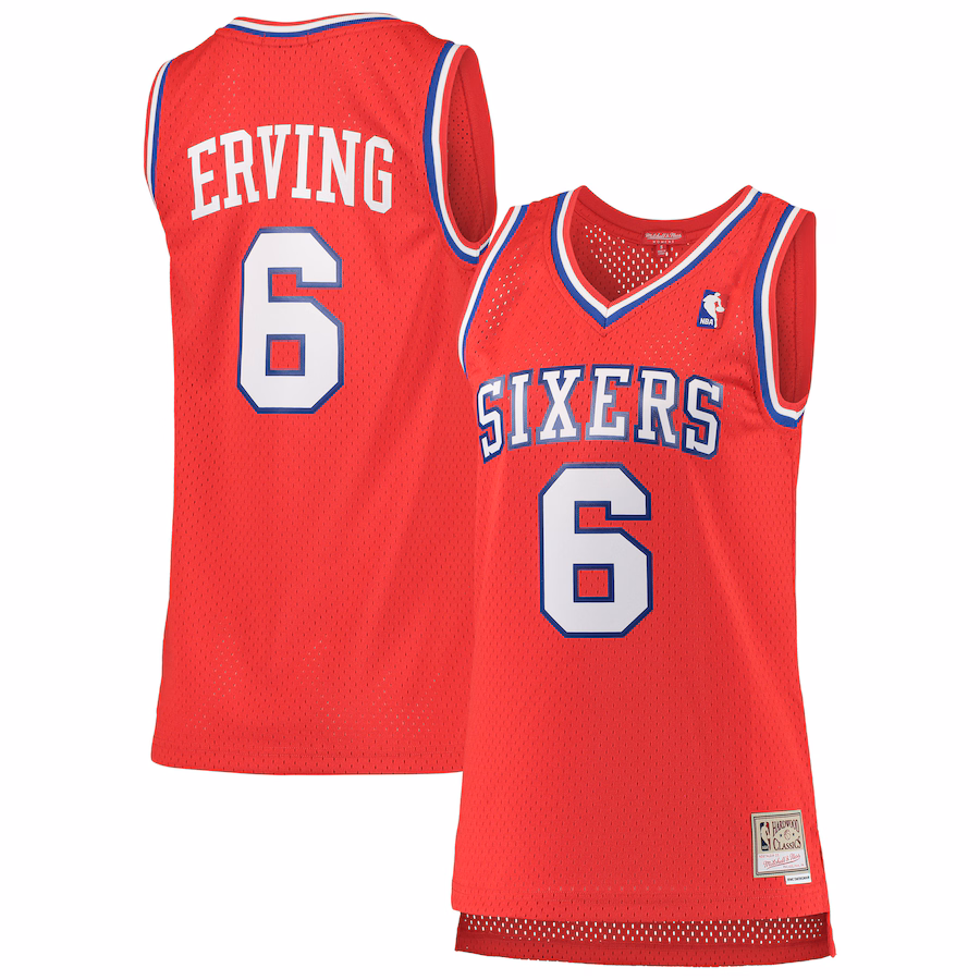 Women's Philadelphia 76ers Julius Erving Mitchell & Ness Red 1982/83 Hardwood Classics Swingman Jersey - Ujersey NHL