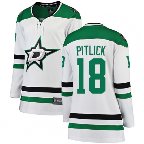 Women's Dallas Stars #18 Tyler Pitlick Authentic White Away Fanatics Branded Breakaway NHL Jersey - Ujersey