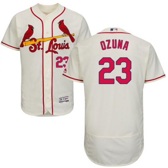 Men's Majestic St. Louis Cardinals #23 Marcell Ozuna Cream Alternate Flex Base Authentic Collection MLB Jersey - Ujersey