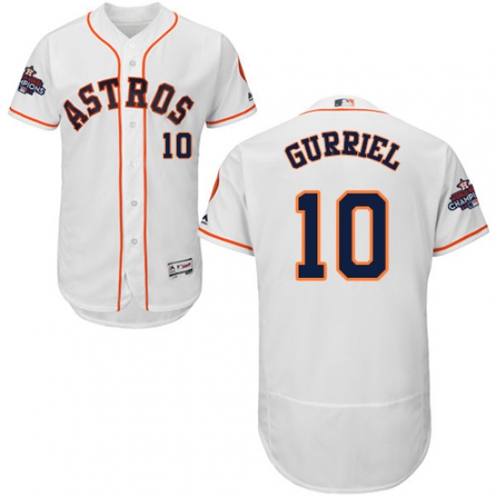 Men's Majestic Houston Astros #10 Yuli Gurriel Authentic White Home 2017 World Series Champions Flex Base MLB Jersey - Ujersey