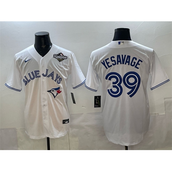 Men's Toronto Blue Jays #39 Trey Yesavage White 2025 World Series Home Cool Base Stitched Baseball Jersey - Ujersey