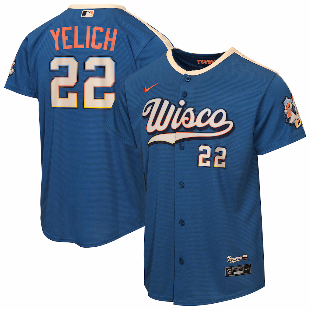 Youth Milwaukee Brewers Christian Yelich Nike Mineral Blue 2026 City Connect Stadium Jersey - Ujersey NFL Shop