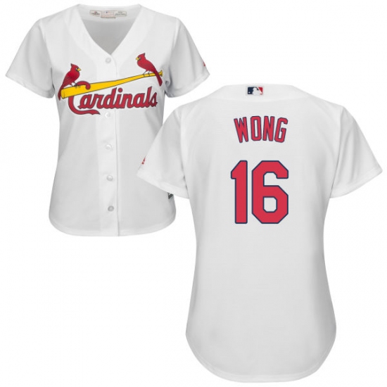 Women's Majestic St. Louis Cardinals #16 Kolten Wong Replica White Home Cool Base MLB Jersey - Ujersey