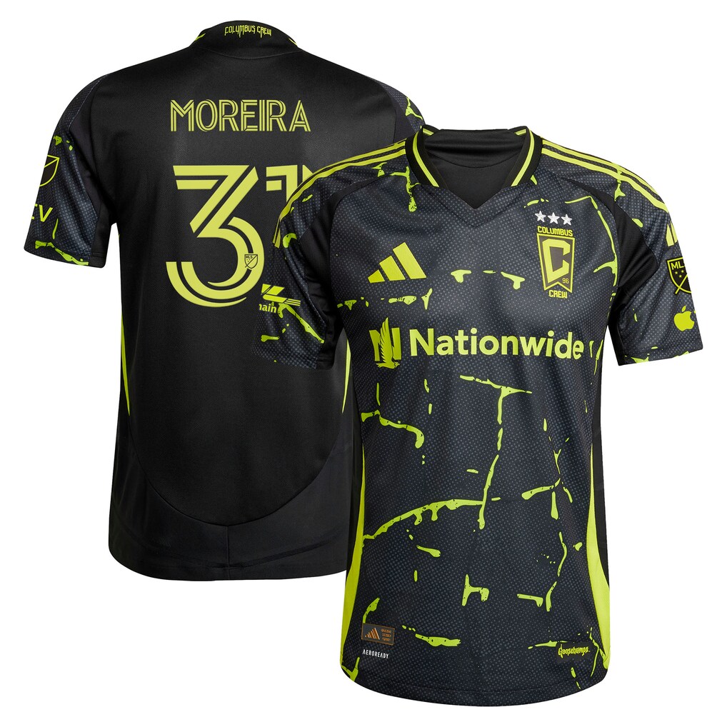 Men's Columbus Crew Steven Moreira adidas Black 2025 The Goosebumps Kit On-Field Authentic Jersey - Ujersey