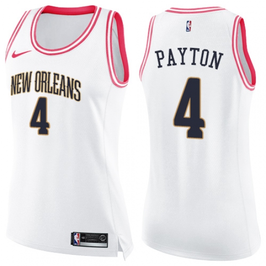 Women's Nike New Orleans Pelicans #4 Elfrid Payton Swingman White Pink Fashion NBA Jersey - Ujersey