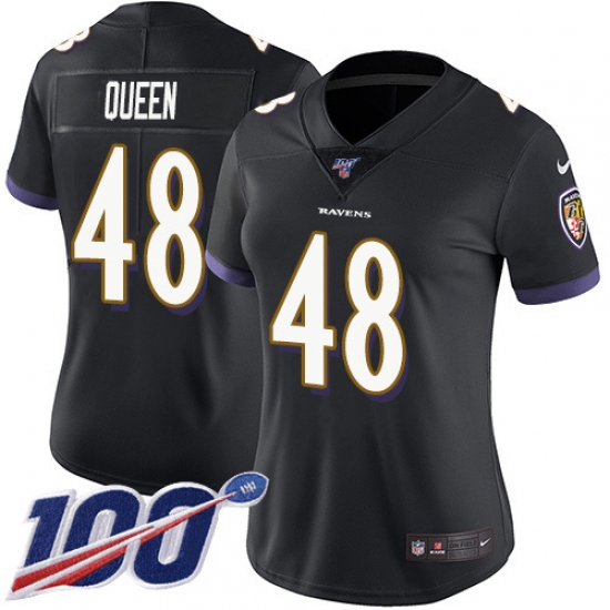 Women's Baltimore Ravens #48 Patrick Queen Black Alternate Stitched NFL 100th Season Vapor Untouchable Limited Jersey - Ujersey