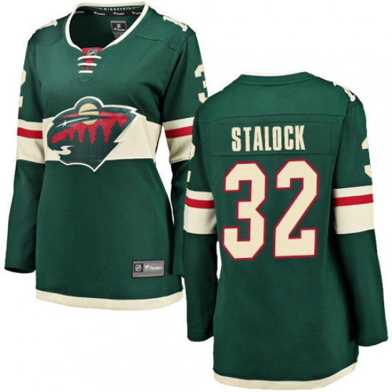 Women's Minnesota Wild #32 Alex Stalock Authentic Green Home Fanatics Branded Breakaway NHL Jersey - Ujersey
