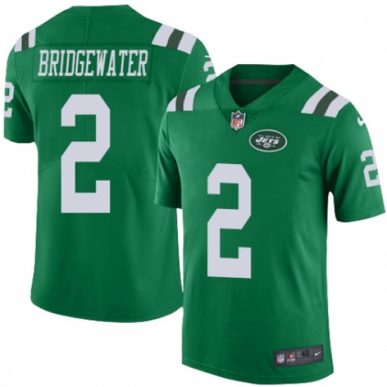 Men's Nike New York Jets #2 Teddy Bridgewater Elite Green Rush Vapor Untouchable NFL Jersey - Ujersey