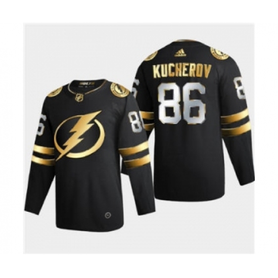 Men's Tampa Bay Lightning #86 Nikita Kucherov Black Golden Edition Limited Stitched Hockey Jersey - Ujersey