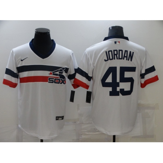 Men's Nike Chicago White Sox #45 Michael Jordan White Throwback Jersey - Ujersey