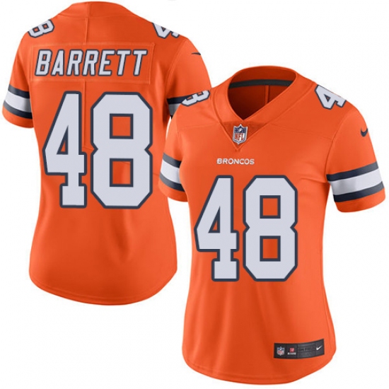 Women's Nike Denver Broncos #48 Shaquil Barrett Limited Orange Rush Vapor Untouchable NFL Jersey - Ujersey