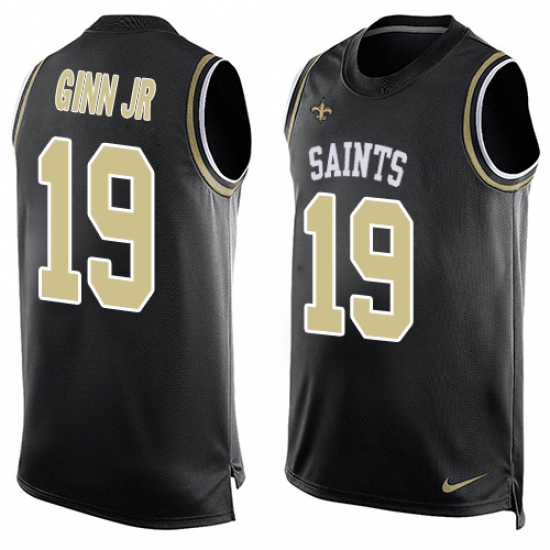 Men's Nike New Orleans Saints #19 Ted Ginn Jr Limited Black Player Name & Number Tank Top NFL Jersey - Ujersey