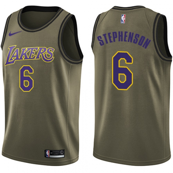 Men's Nike Los Angeles Lakers #6 Lance Stephenson Swingman Green Salute to Service NBA Jersey - Ujersey