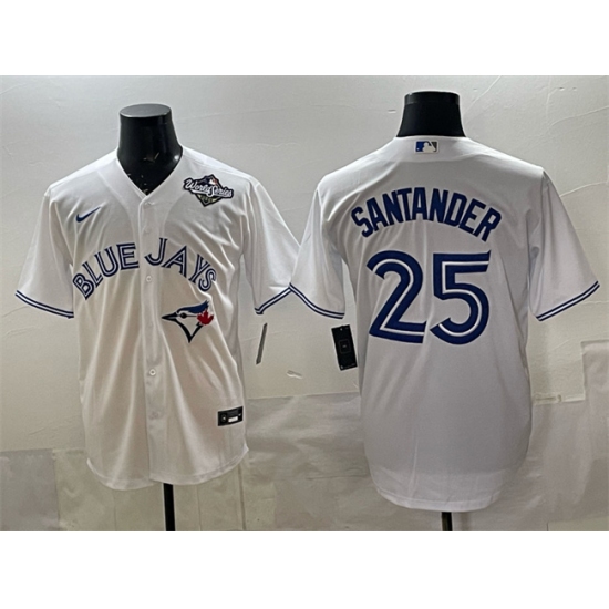Men's Toronto Blue Jays #25 Anthony Santander White 2025 World Series Home Cool Base Stitched Baseball Jersey - Ujersey