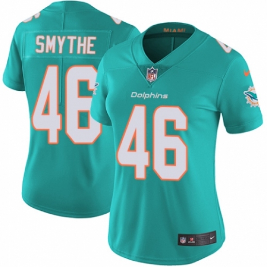 Women's Nike Miami Dolphins #46 Durham Smythe Aqua Green Team Color Vapor Untouchable Elite Player NFL Jersey - Ujersey