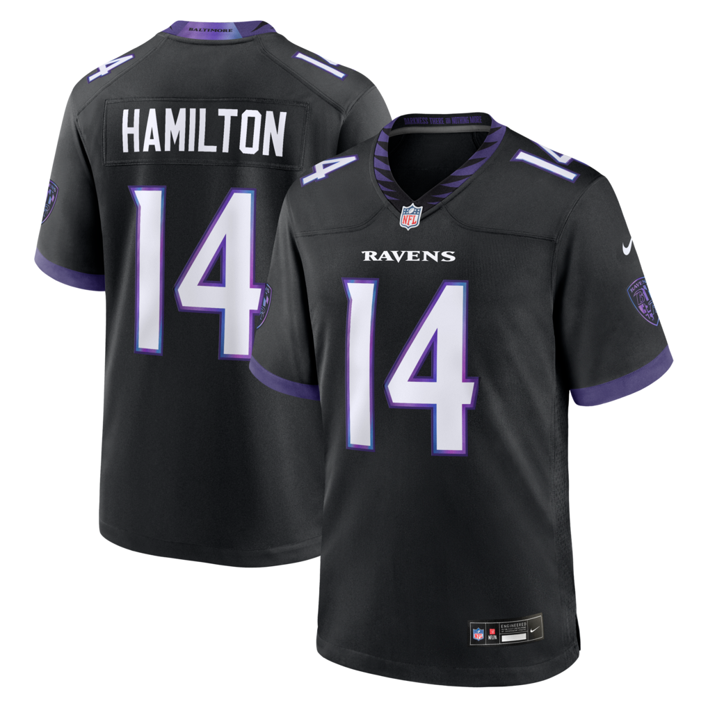 Men's Baltimore Ravens Kyle Hamilton Nike Black Alternate Game Jersey - U-jersey