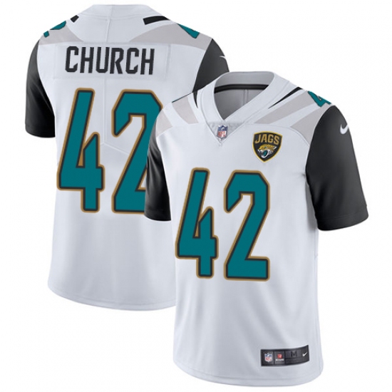 Men's Nike Jacksonville Jaguars #42 Barry Church White Vapor Untouchable Limited Player NFL Jersey - Ujersey