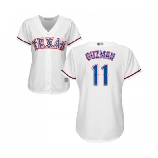 Women's Texas Rangers #11 Ronald Guzman Replica White Home Cool Base Baseball Jersey - Ujersey