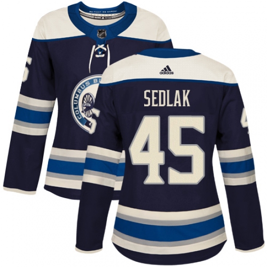 Women's Adidas Columbus Blue Jackets #45 Lukas Sedlak Authentic Navy Blue Alternate NHL Jersey - Ujersey