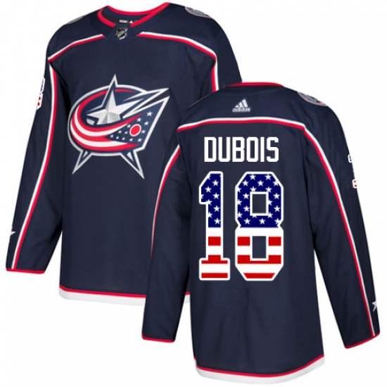 Men's Adidas Columbus Blue Jackets #18 Pierre-Luc Dubois Authentic Navy Blue USA Flag Fashion NHL Jersey