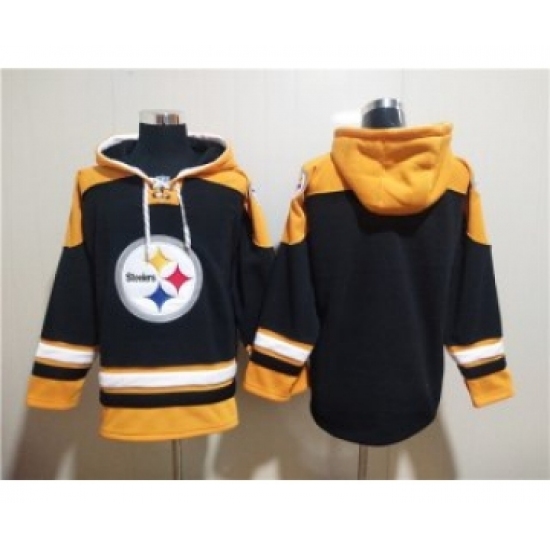 Men's Pittsburgh Steelers Bank Black Ageless Must-Have Lace-Up Pullover Hoodie - Ujersey