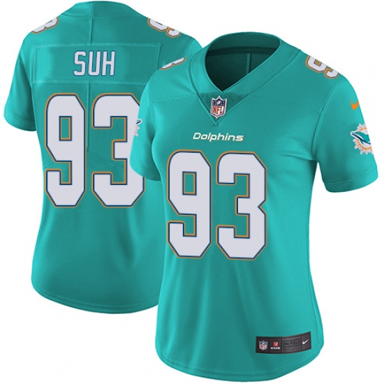 Women's Nike Miami Dolphins #93 Ndamukong Suh Elite Aqua Green Team Color NFL Jersey - Ujersey