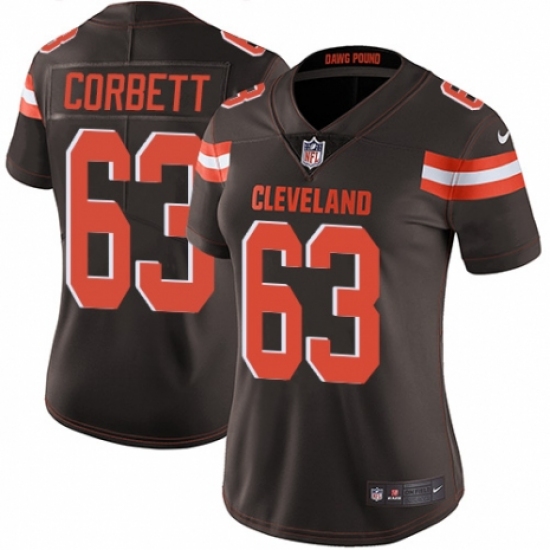 Women's Nike Cleveland Browns #63 Austin Corbett Brown Team Color Vapor Untouchable Limited Player NFL Jersey - Ujersey
