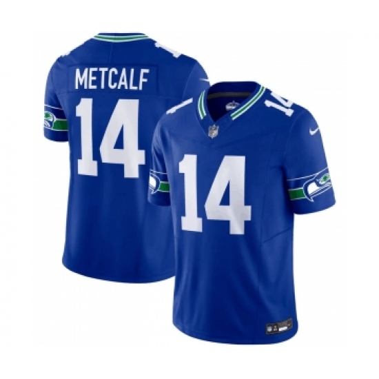 Men's Nike Seattle Seahawks #14 D.K. Metcalf Royal 2023 F.U.S.E. Vapor Limited Throwback Stitched Jersey - Ujersey