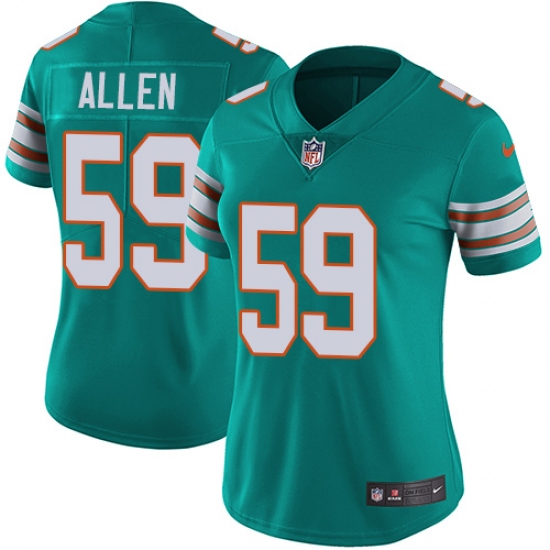 Women's Nike Miami Dolphins #59 Chase Allen Aqua Green Alternate Vapor Untouchable Elite Player NFL Jersey - Ujersey