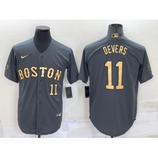 Men's Boston Red Sox #11 Rafael Devers Number Grey 2022 All Star Stitched Cool Base Nike Jersey - Ujersey