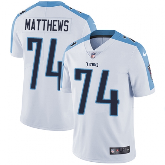 Youth Nike Tennessee Titans #74 Bruce Matthews White Vapor Untouchable Limited Player NFL Jersey - Ujersey