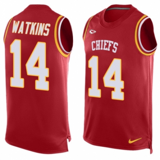 Men's Nike Kansas City Chiefs #14 Sammy Watkins Limited Red Player Name & Number Tank Top NFL Jersey - Ujersey