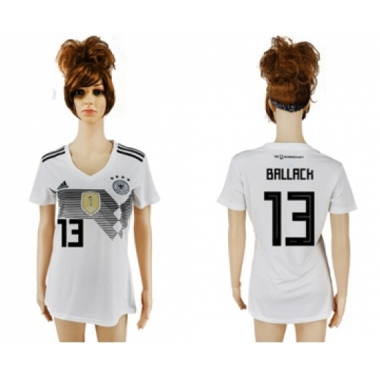 Women's Germany #13 Ballack White Home Soccer Country Jersey
