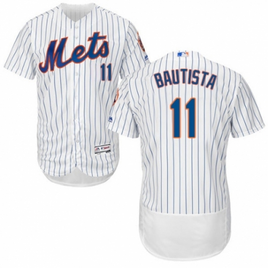 Men's Majestic New York Mets #11 Jose Bautista White Home Flex Base Authentic Collection MLB Jersey - Ujersey