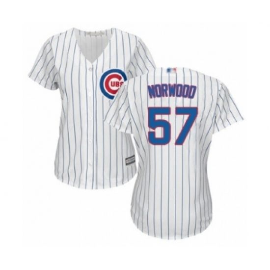Women's Chicago Cubs #57 James Norwood Authentic White Home Cool Base Baseball Player Jersey - Ujersey