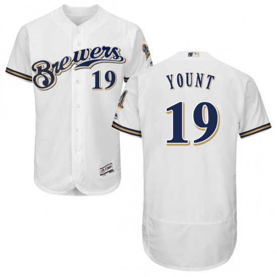 Men's Majestic Milwaukee Brewers #19 Robin Yount White Alternate Flex Base Authentic Collection MLB Jersey - Ujersey