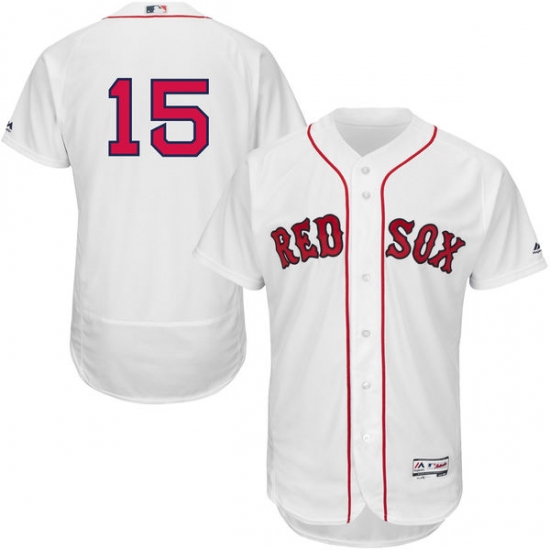 Men's Majestic Boston Red Sox #15 Dustin Pedroia White Home Flex Base Authentic Collection MLB Jersey - Ujersey